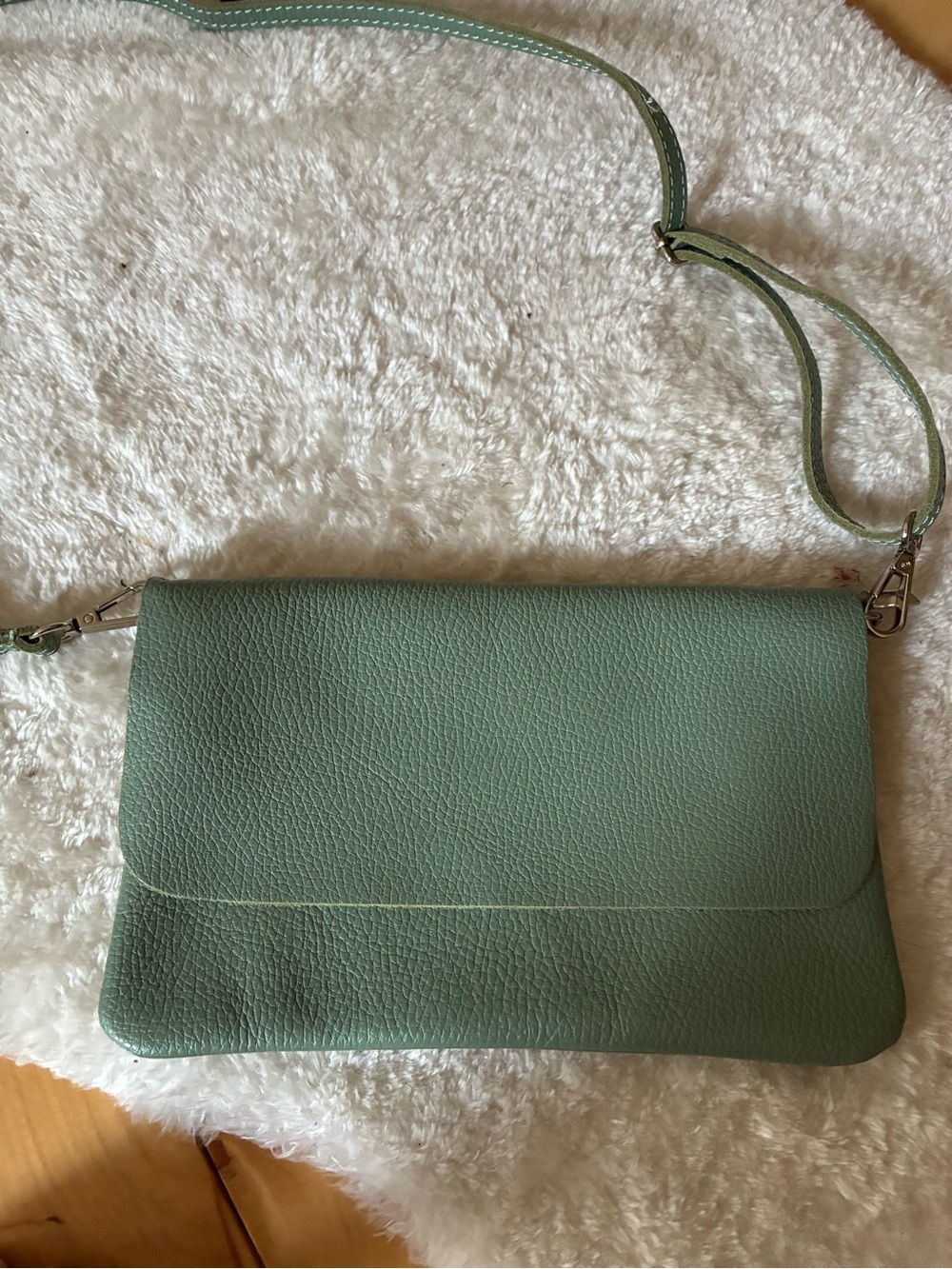 Sage green leather Crossbody bag